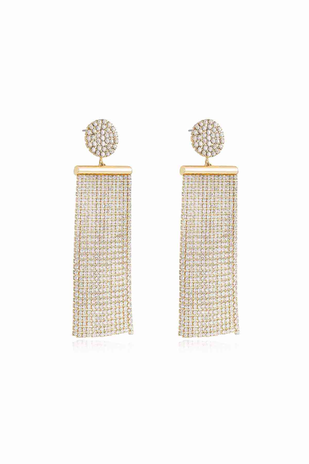All the Movement Crystal Fringe 18k Gold Plated Earrings - Image 3