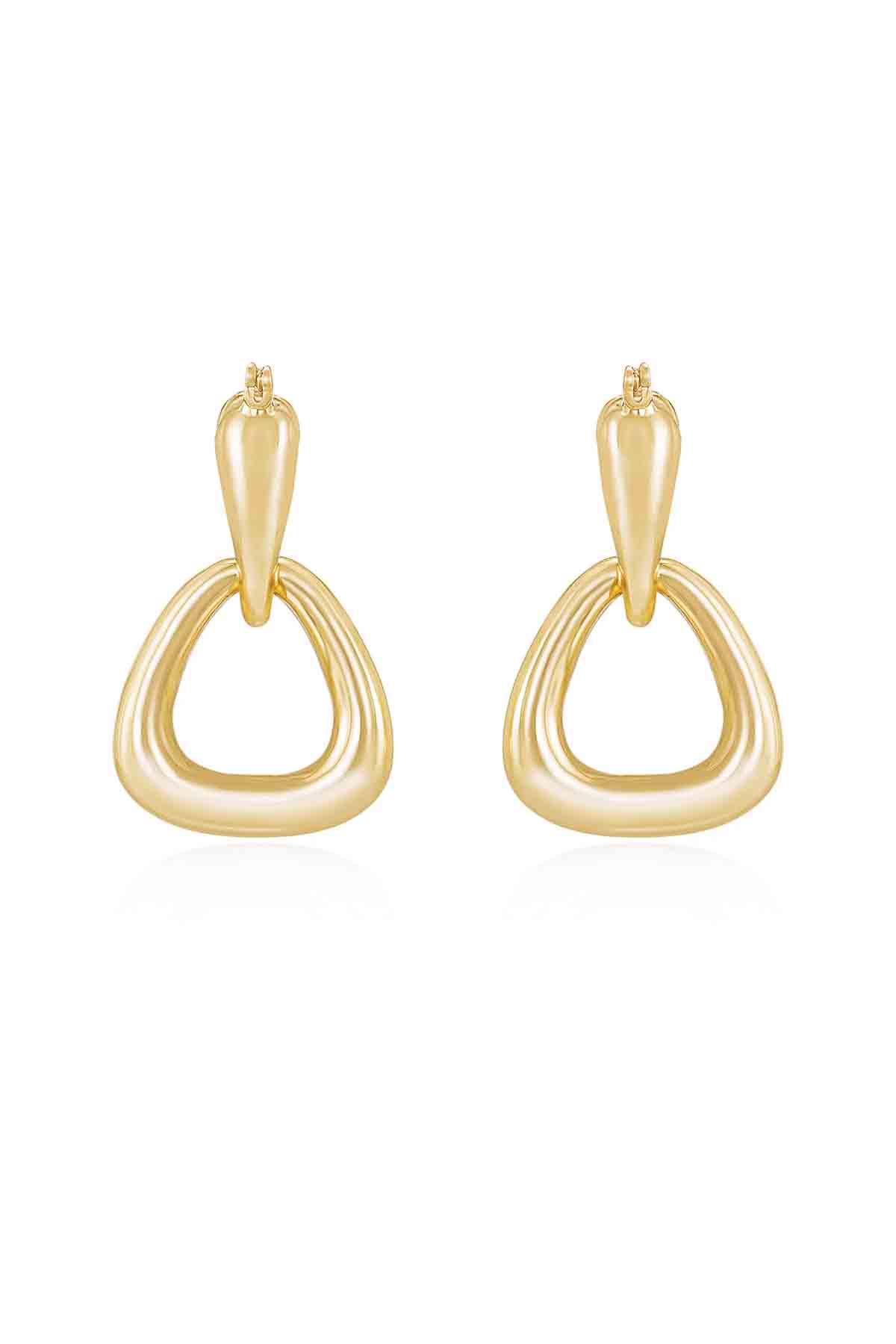 Baby Double Dangle Hoop 18k Gold Plated Earrings - Image 3