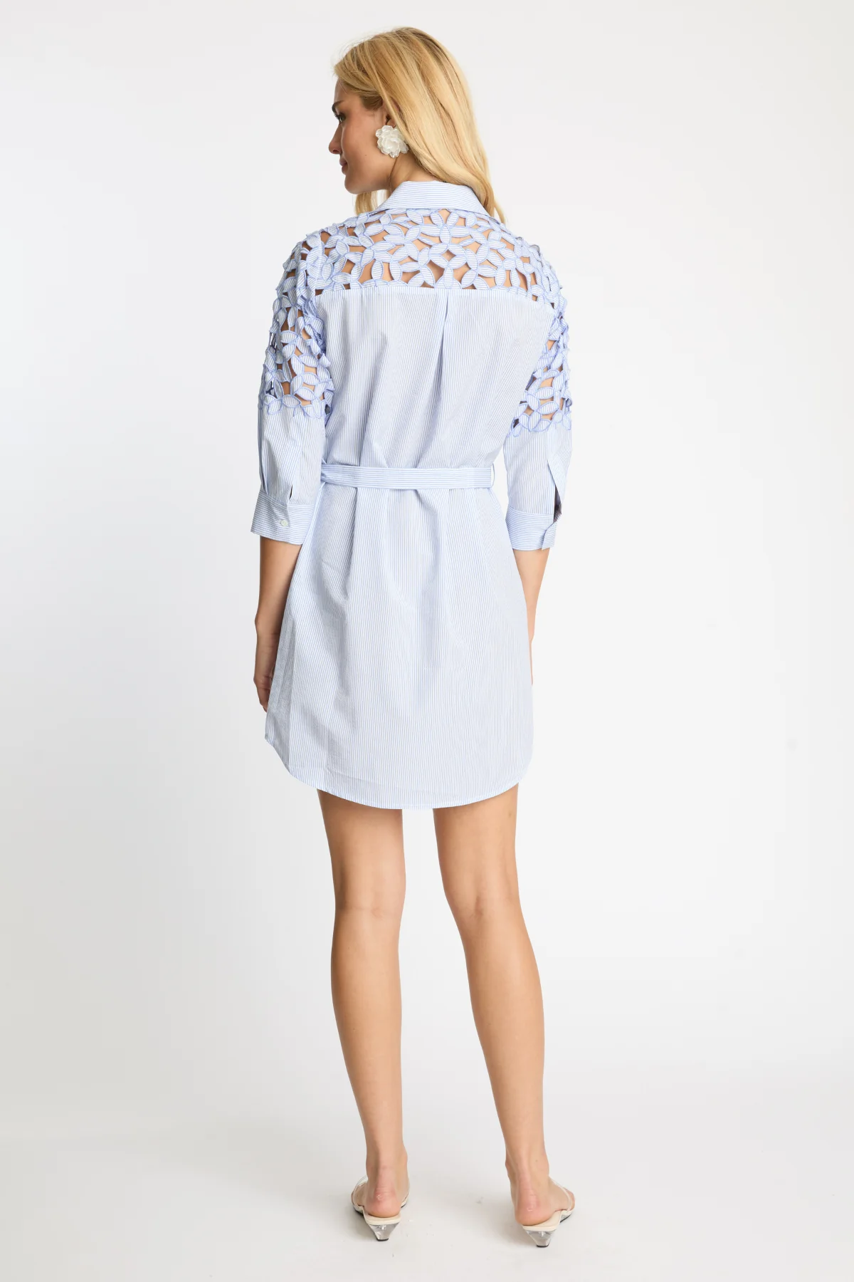 Becky Dress in Blue and White Seersucker - Image 4