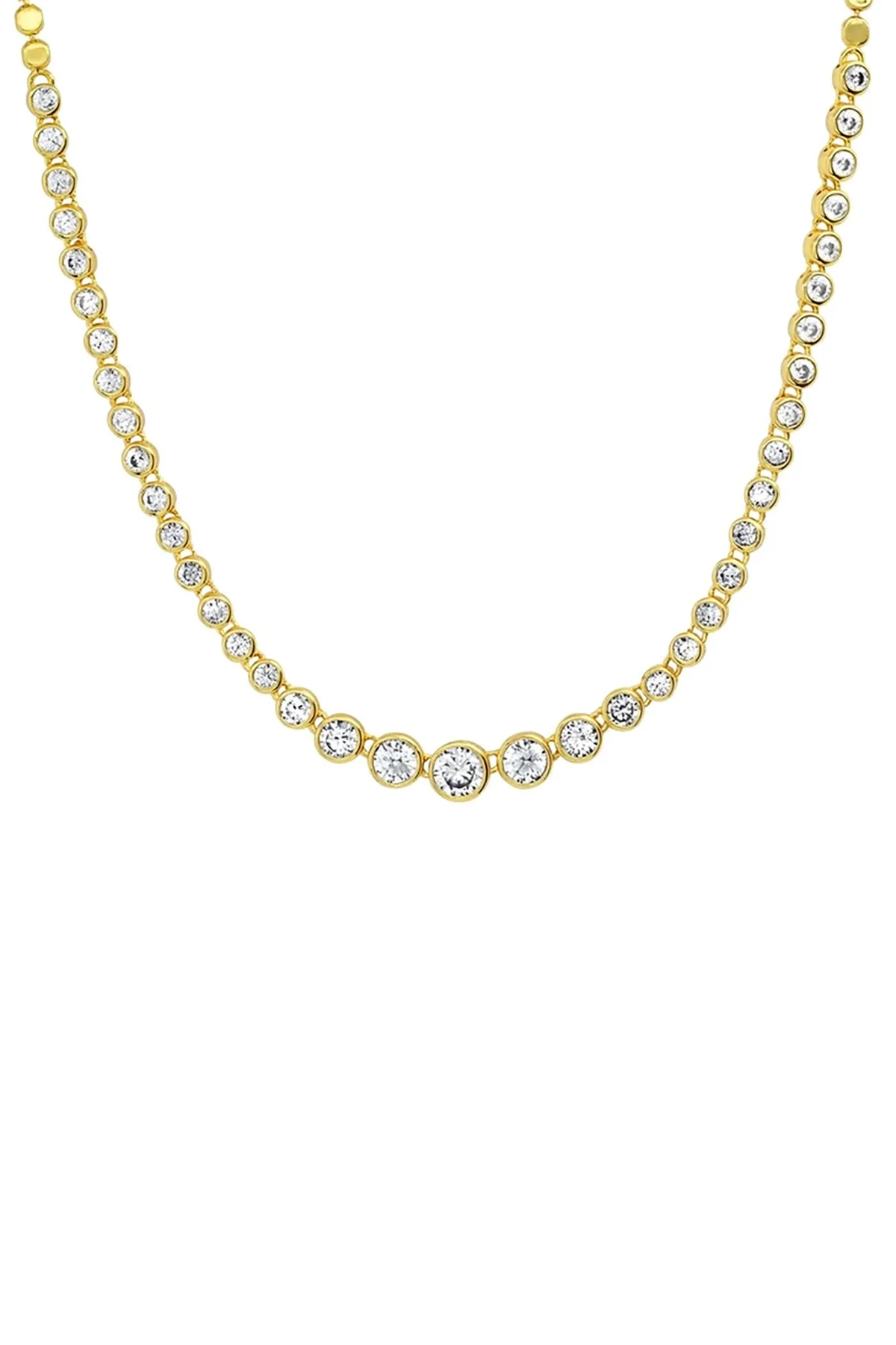 Bezel Set Cz Graduated Tennis Necklace