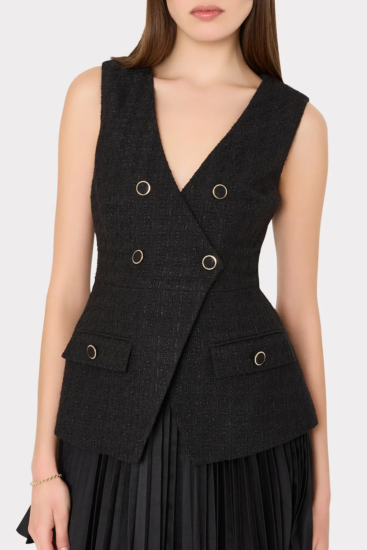 Boucle Mixed Media Mini Dress - Image 2