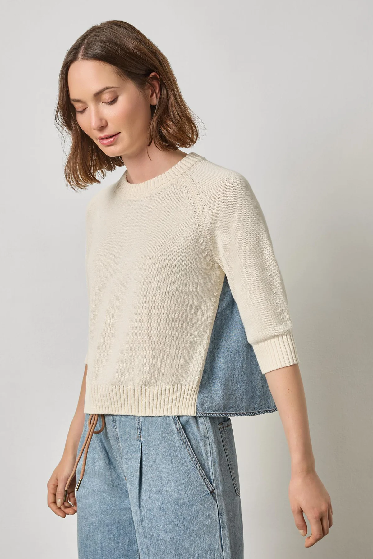 Denim Elbow Sleeve Sweater
