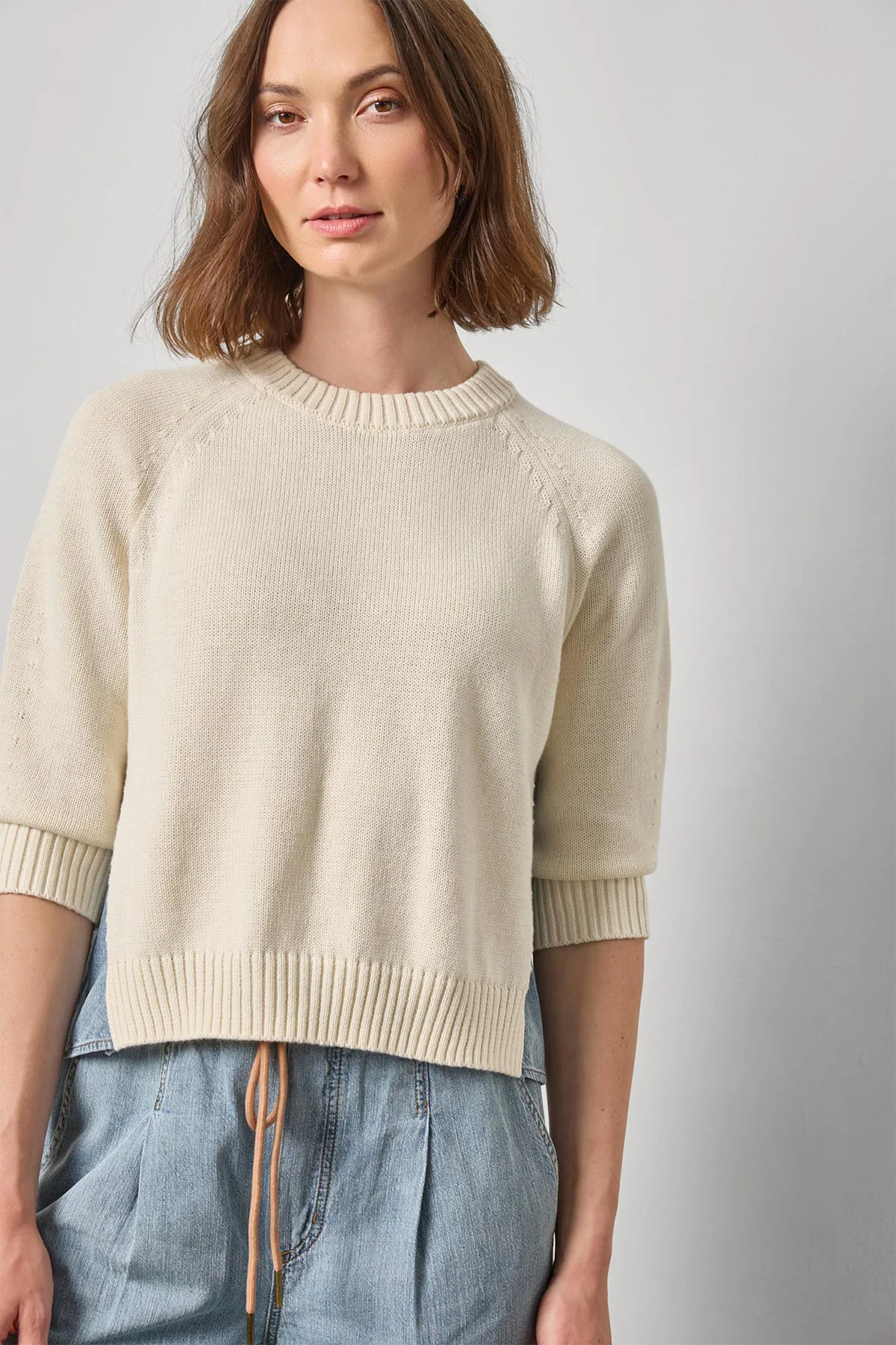 Denim Elbow Sleeve Sweater - Image 2