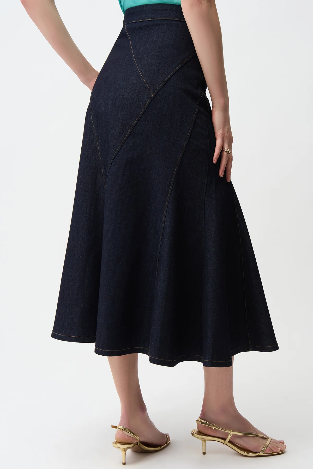 Denim Flare Skirt With Exposed Zipper - Image 4