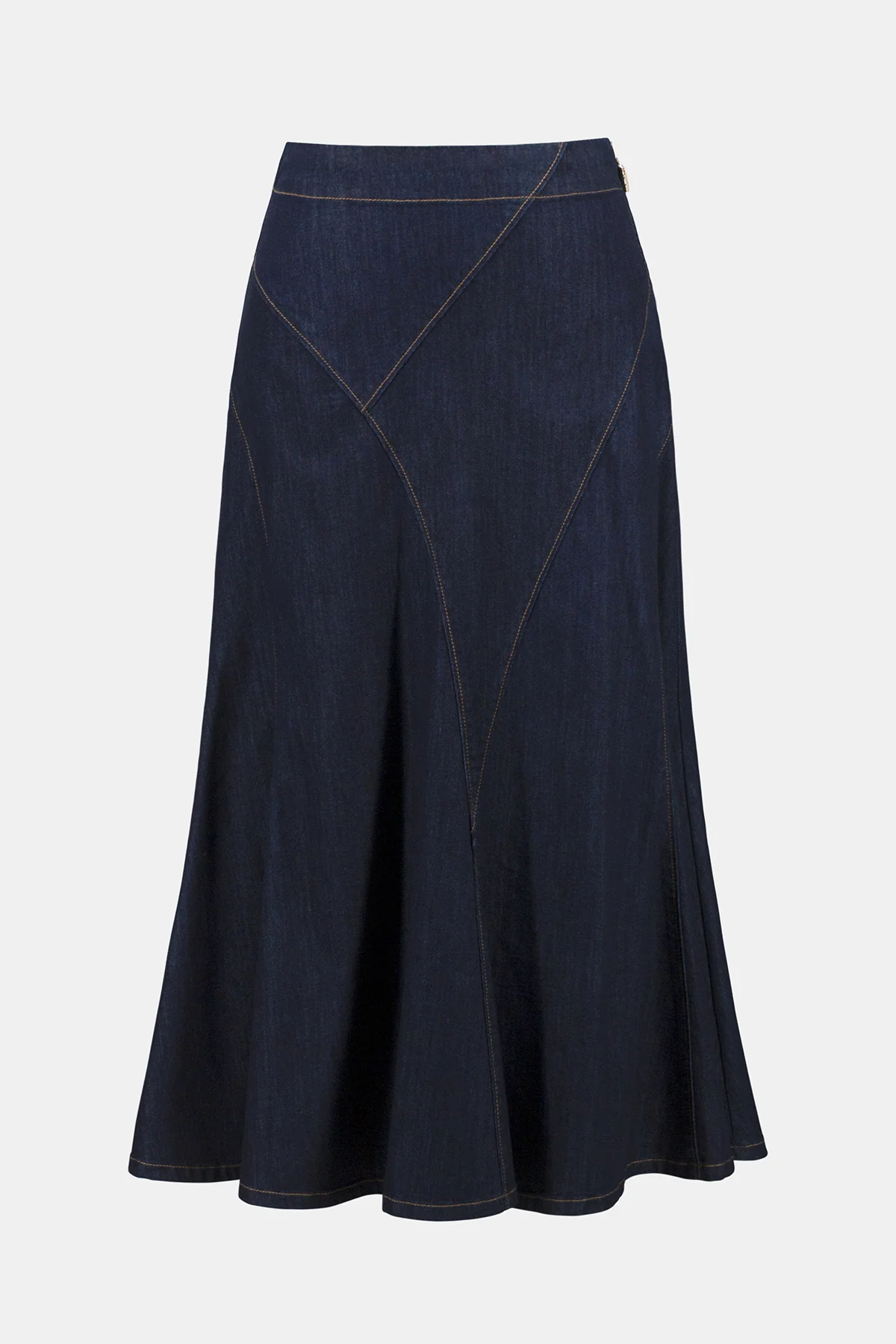 Denim Flare Skirt With Exposed Zipper - Image 5