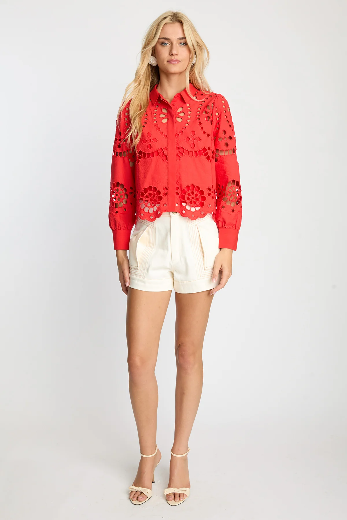 Emmie Top in Poppy Red Eyelet Lace - Image 5