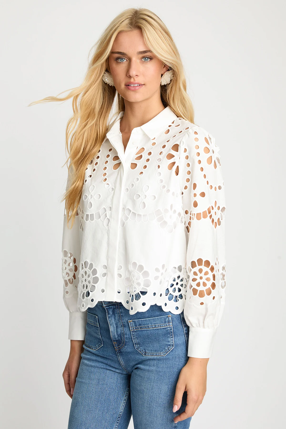 Emmie Top in White Eyelet Lace - Image 3