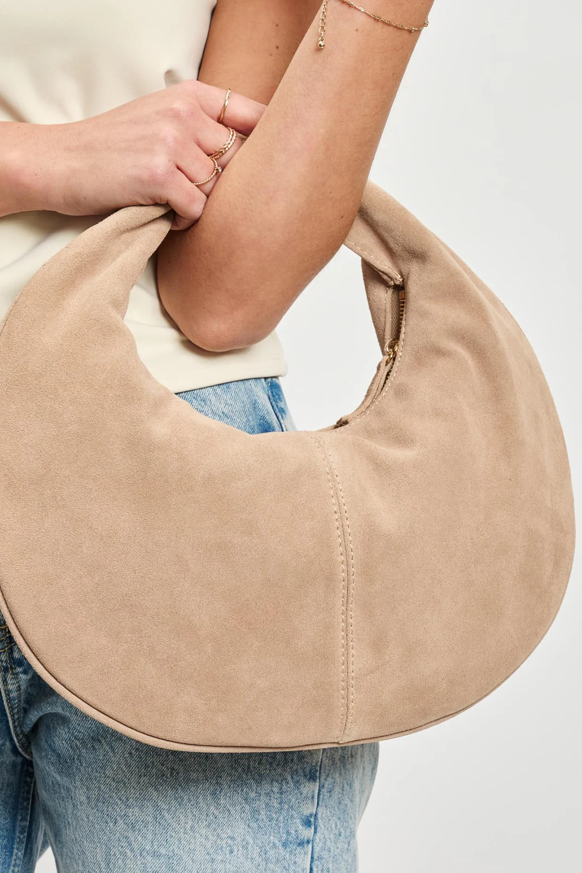 Farrah Genuine Suede Leather Hobo - Image 3