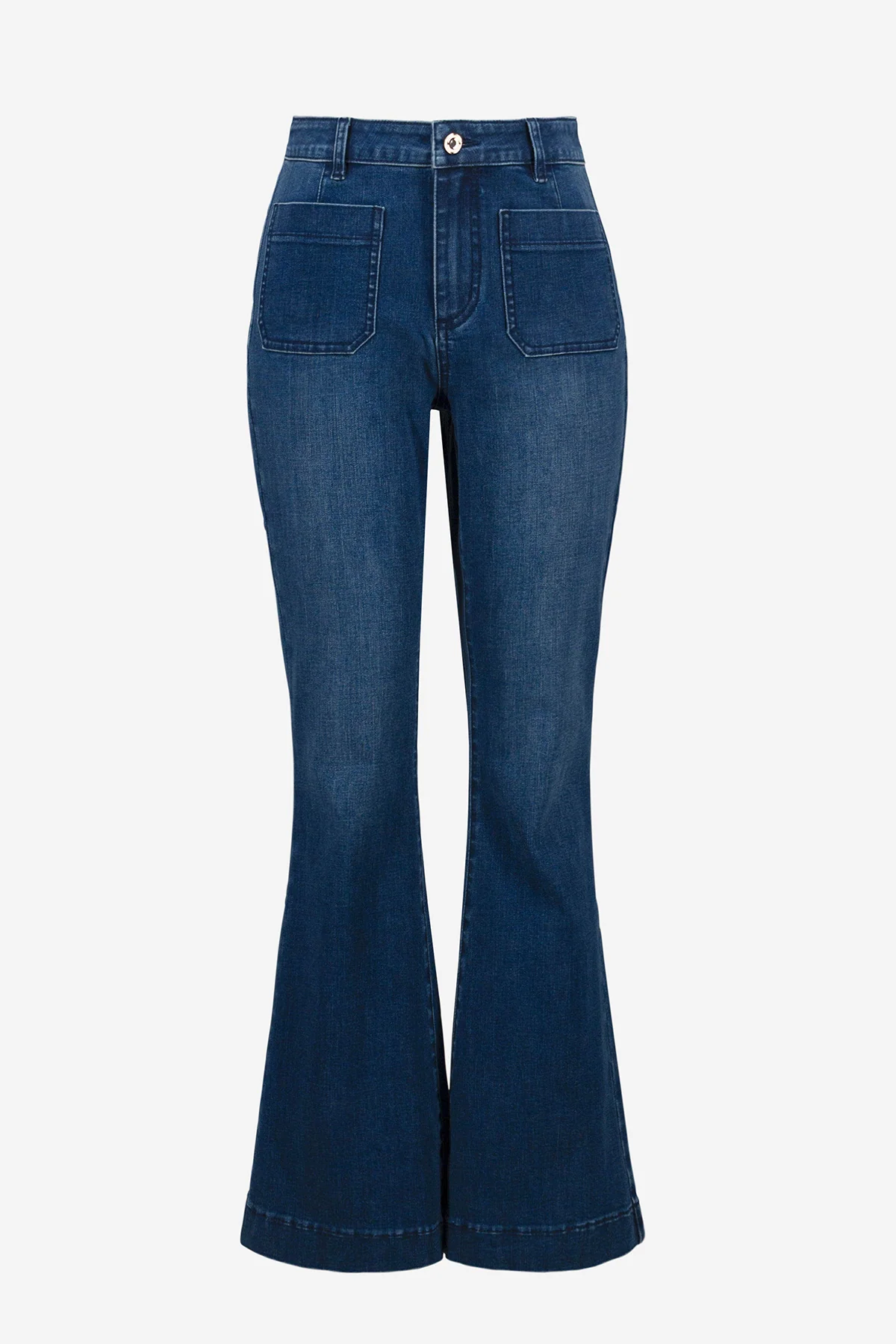 Flare Jeans With Patch Pockets - Image 2