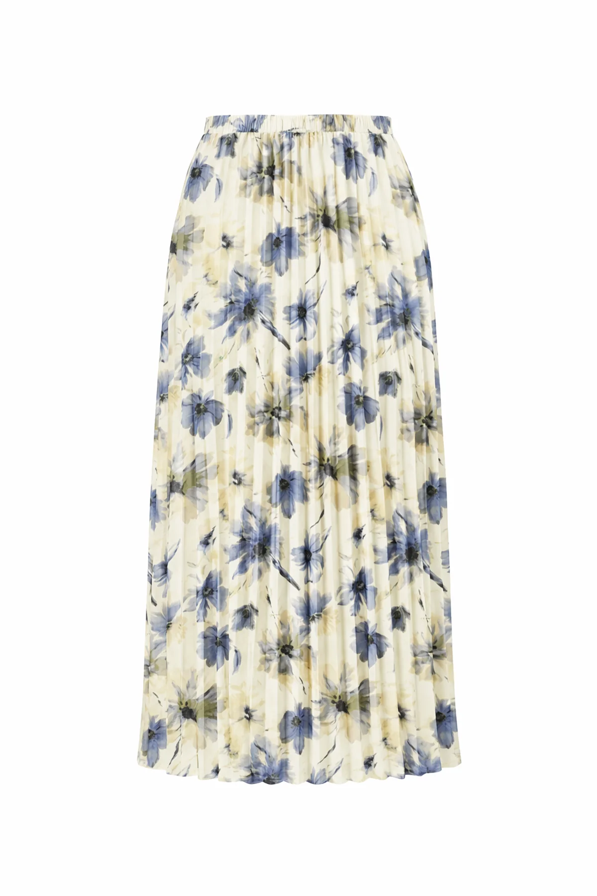 Floral Satin Pleated Skirt