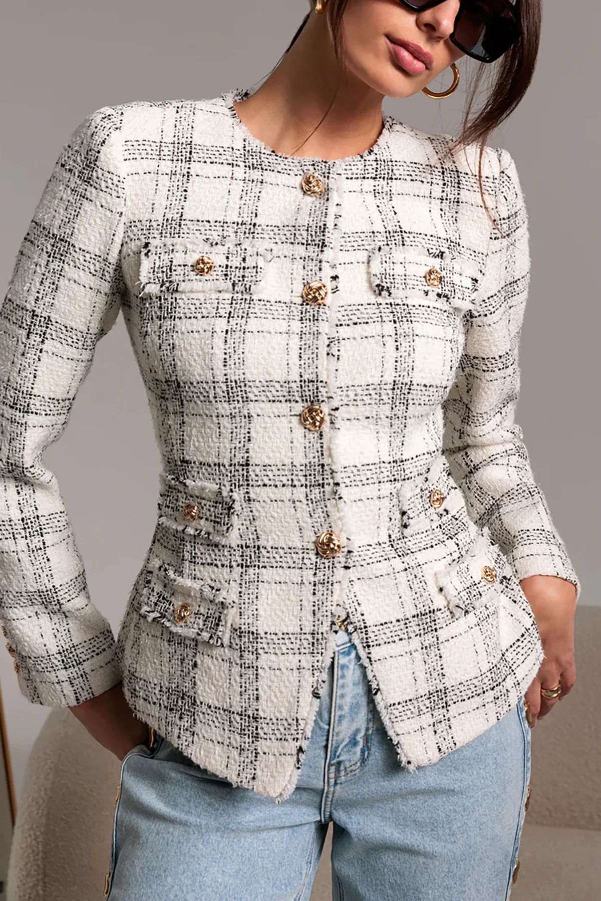 Havana Windowpane Tweed Blazer - Image 2