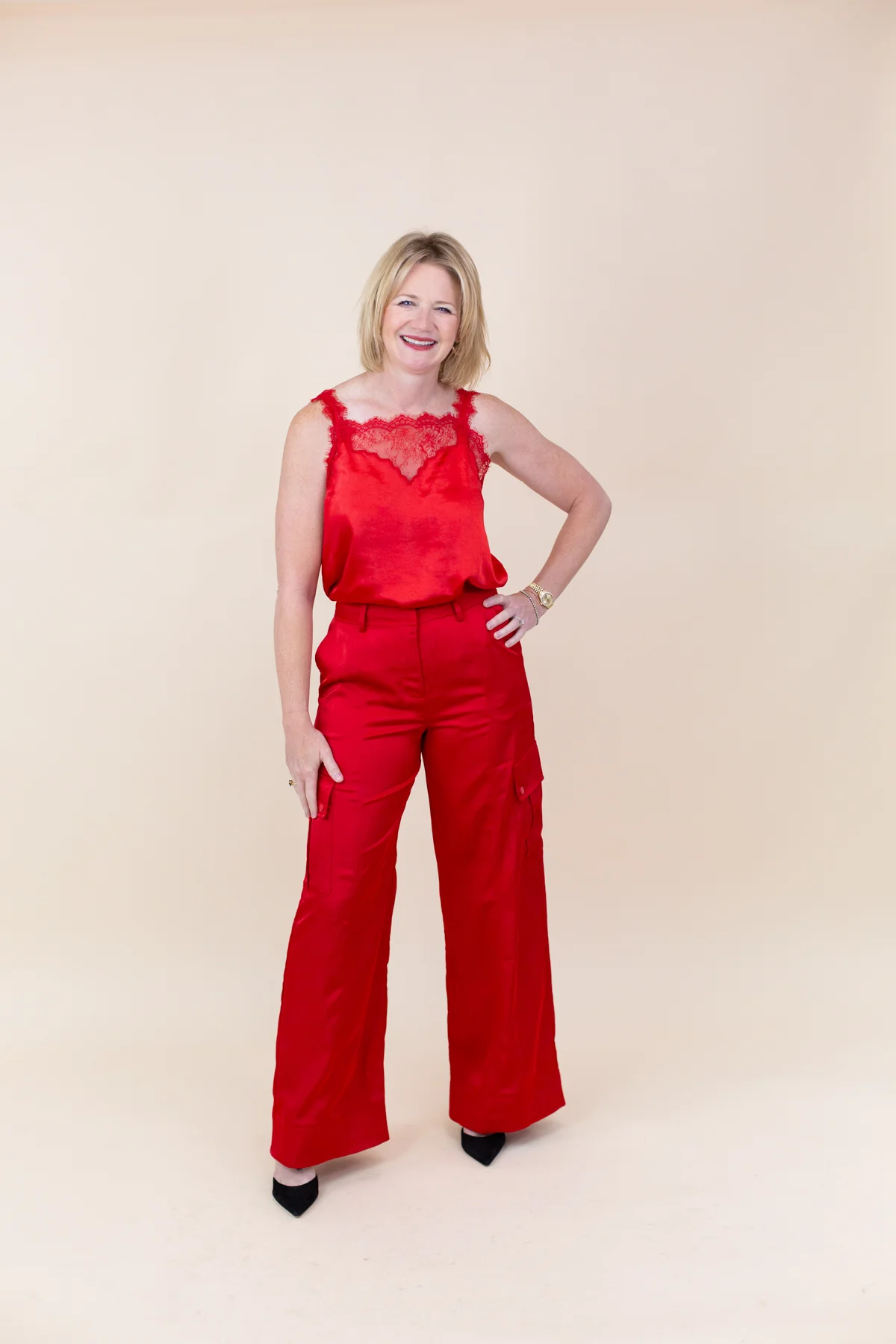 Lace Trim Satin Cami - Image 4