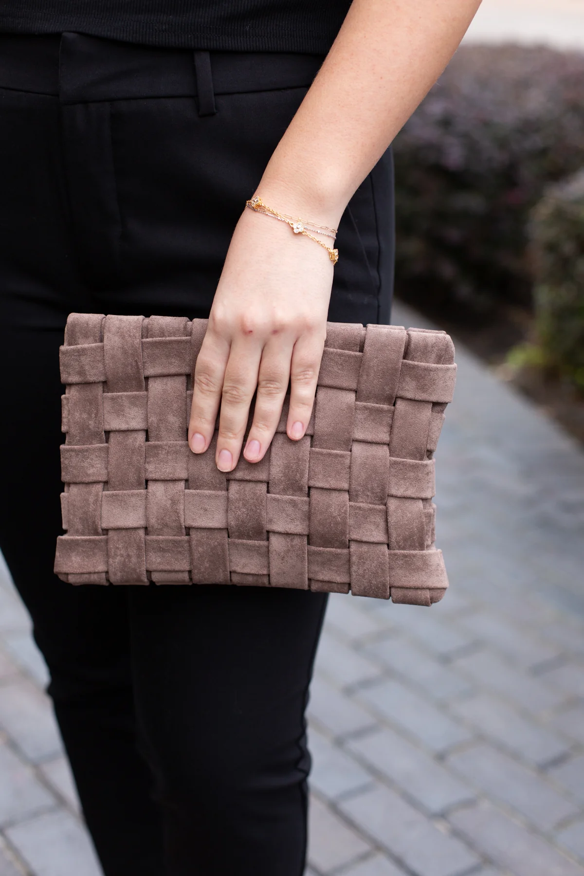 Lindy Woven Large Faux Suede