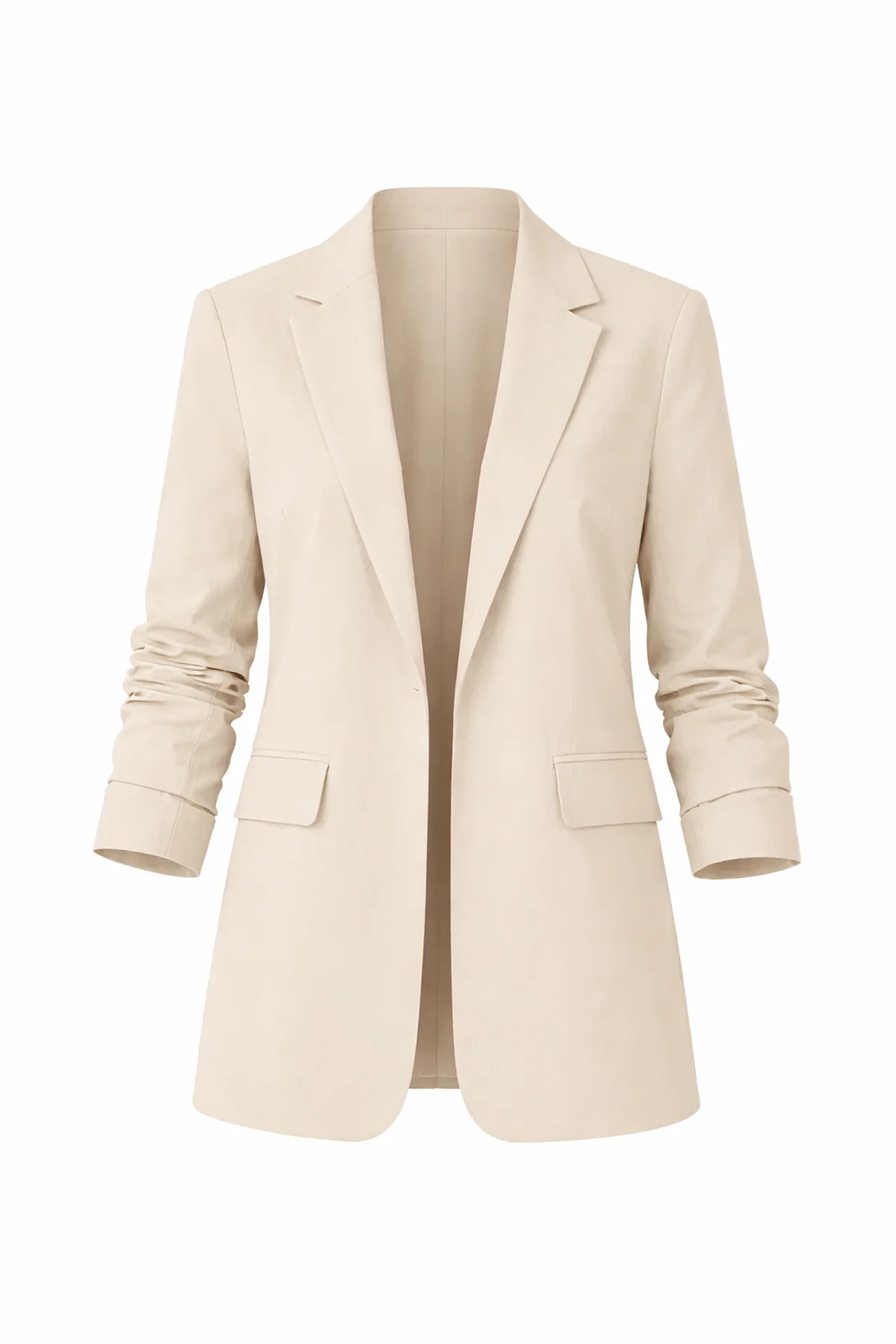 Linen Ruched Sleeve Blazer - Image 2