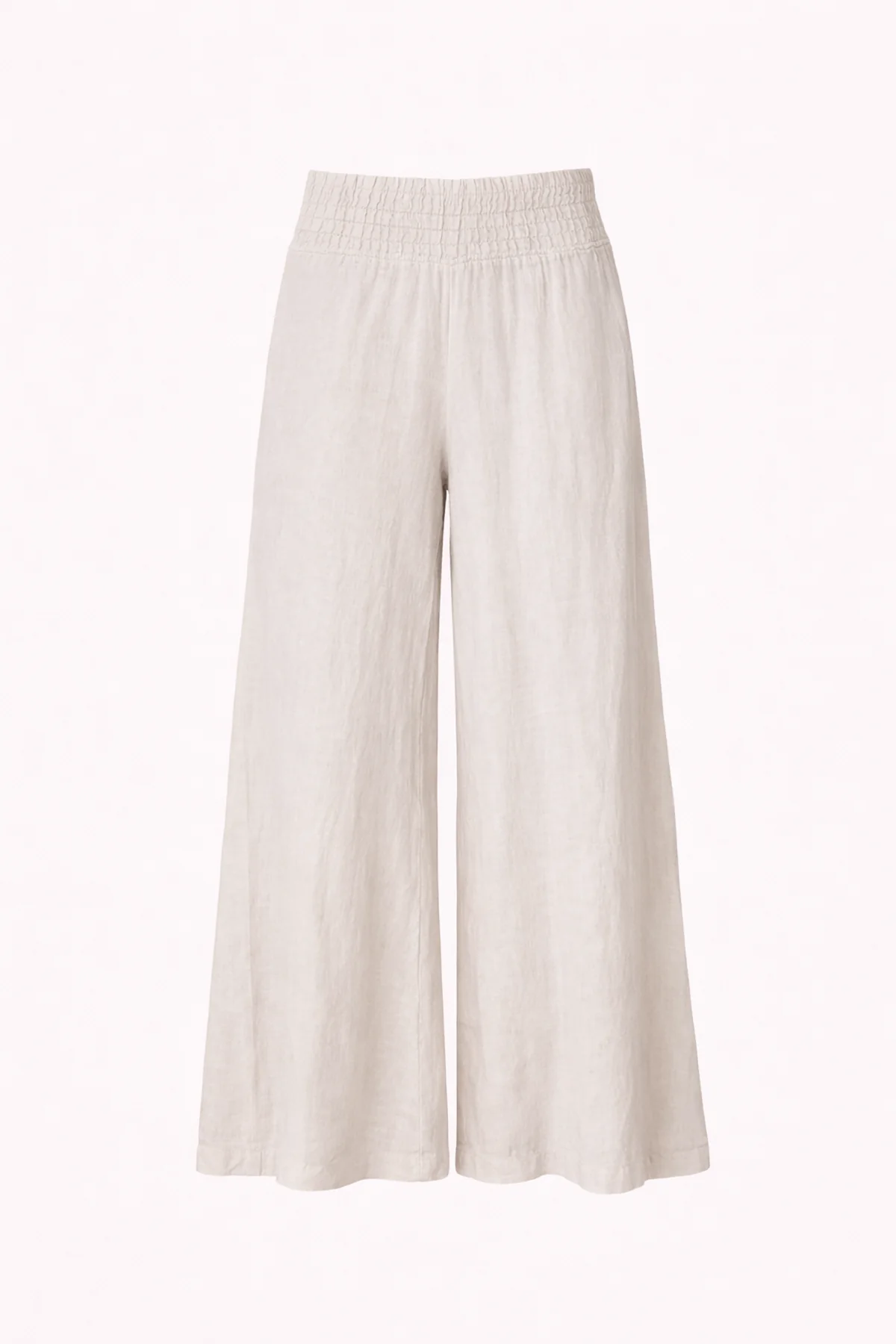 Linen Smocked Waist Palazzo Pant