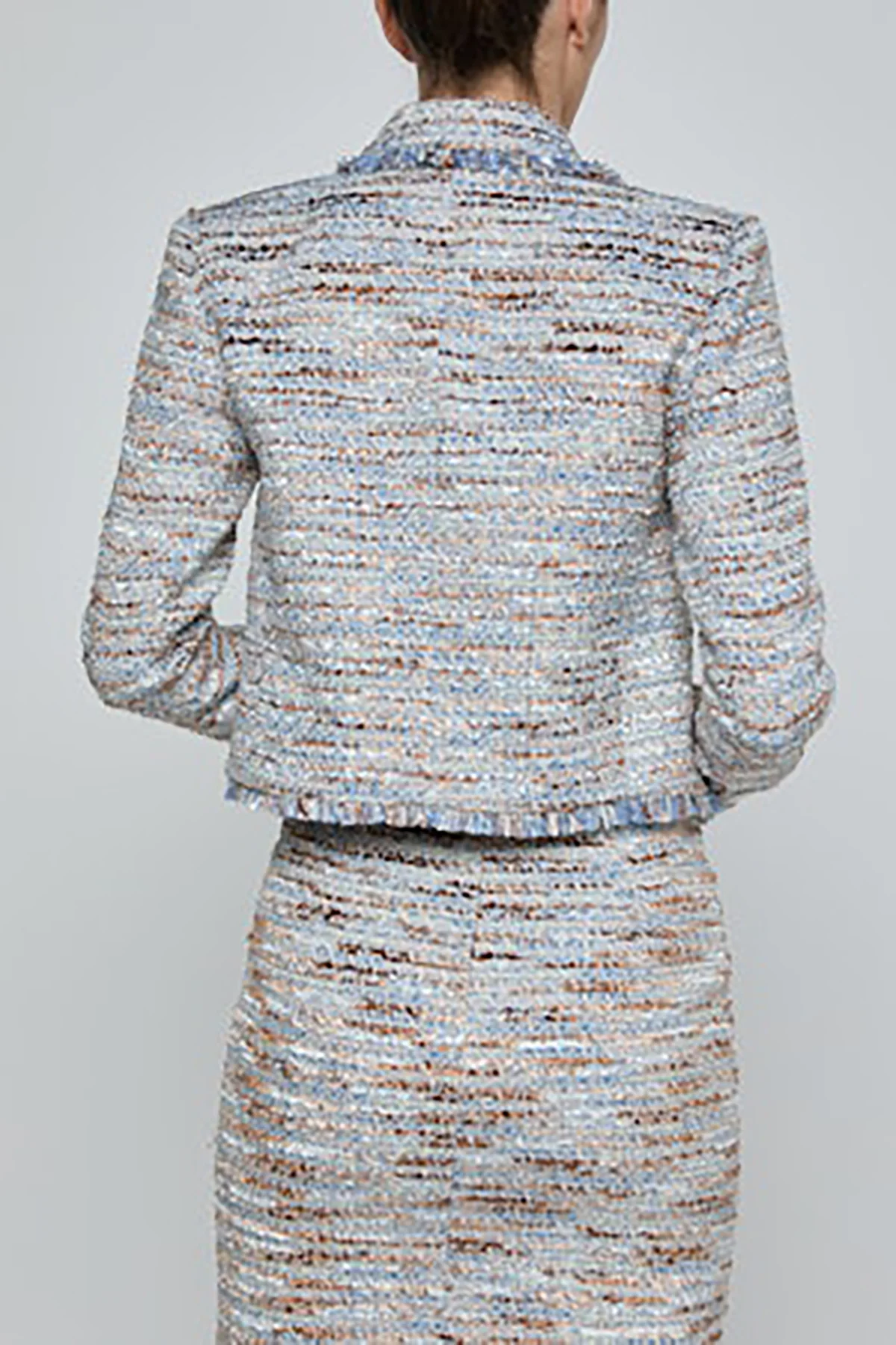 Marv Boxy Tweed Blazer with Fray - Image 3