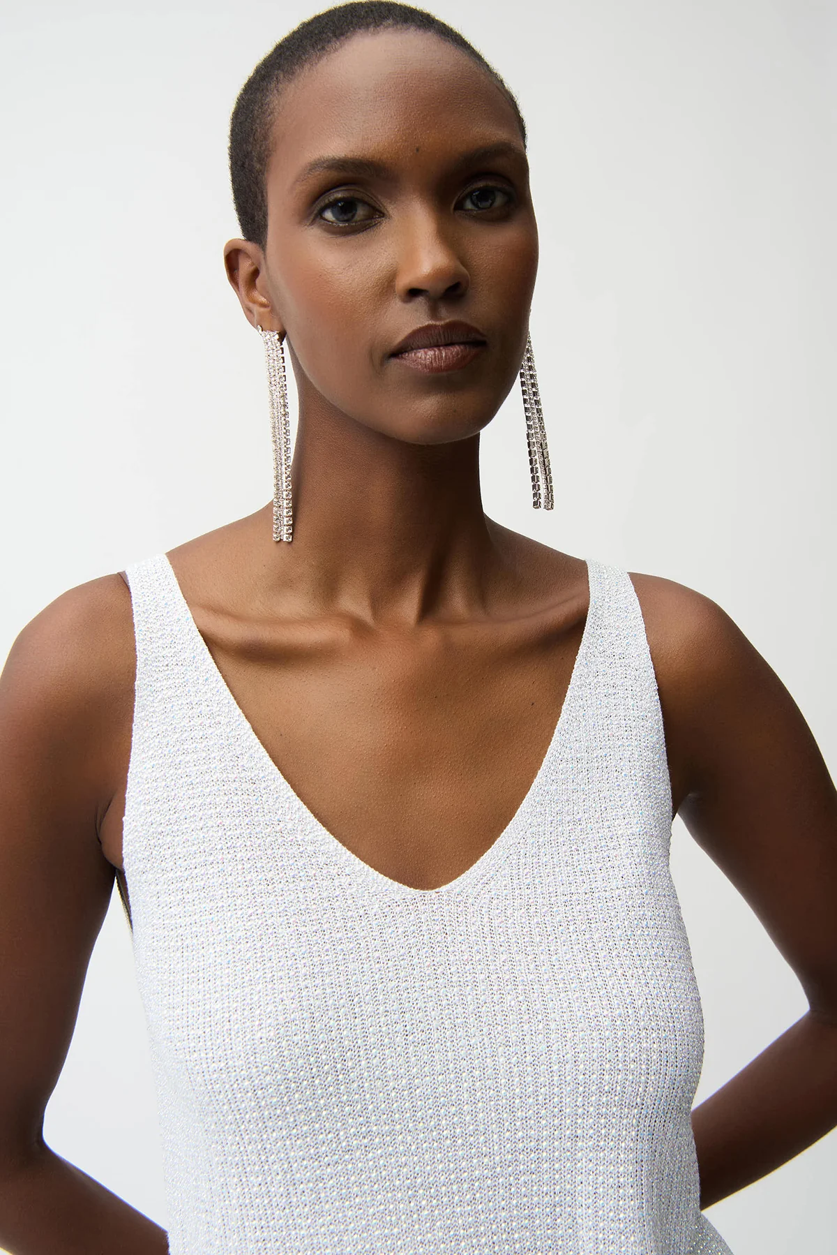 Metallic Knitted Camisole with Rhinestones - Image 2