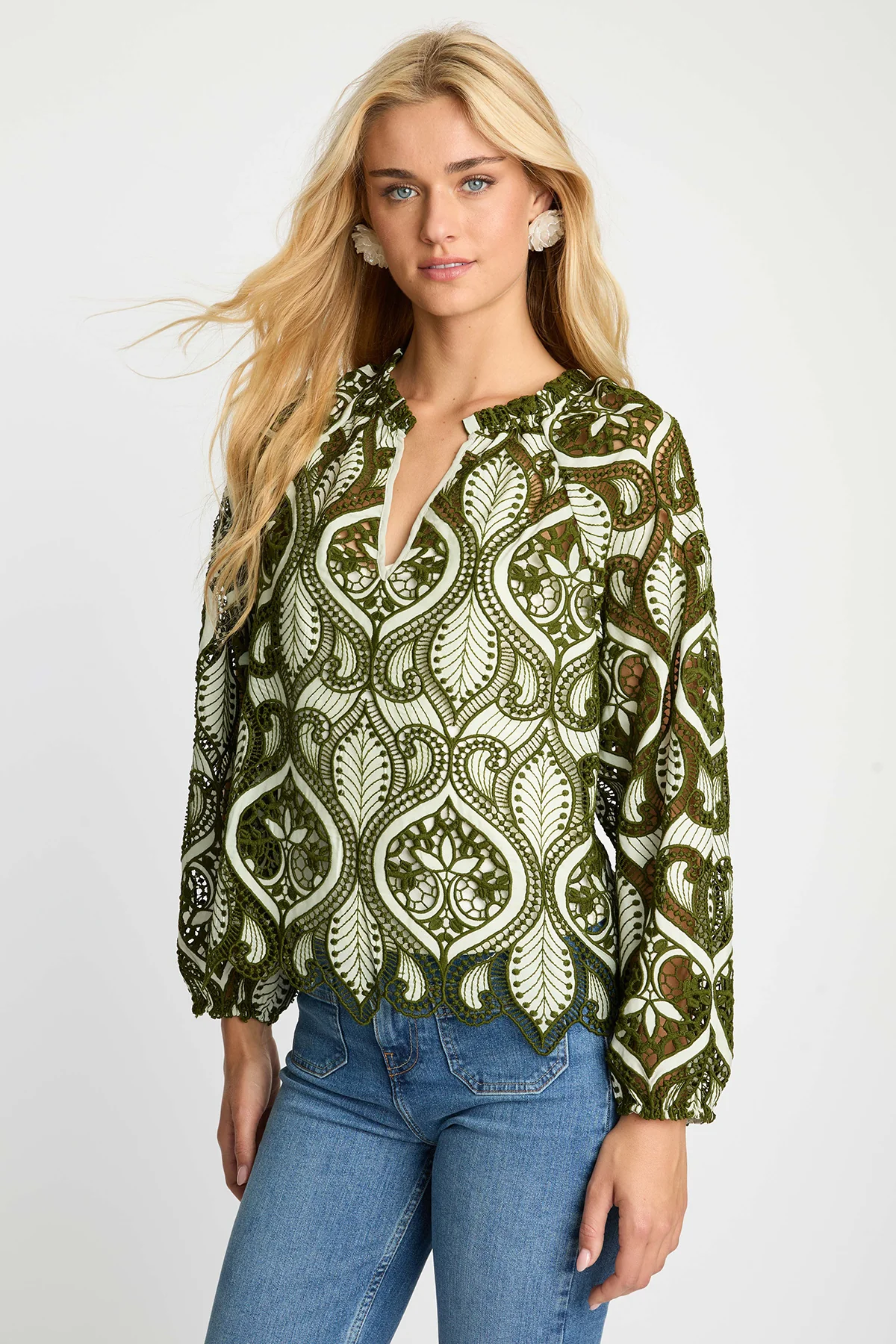 Miki Top in Loden Green Lace - Image 3