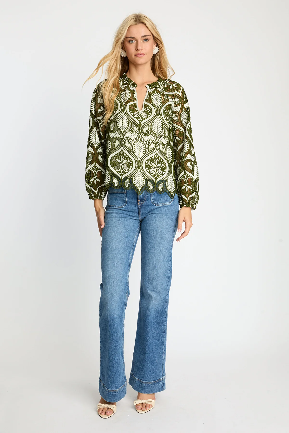 Miki Top in Loden Green Lace - Image 5