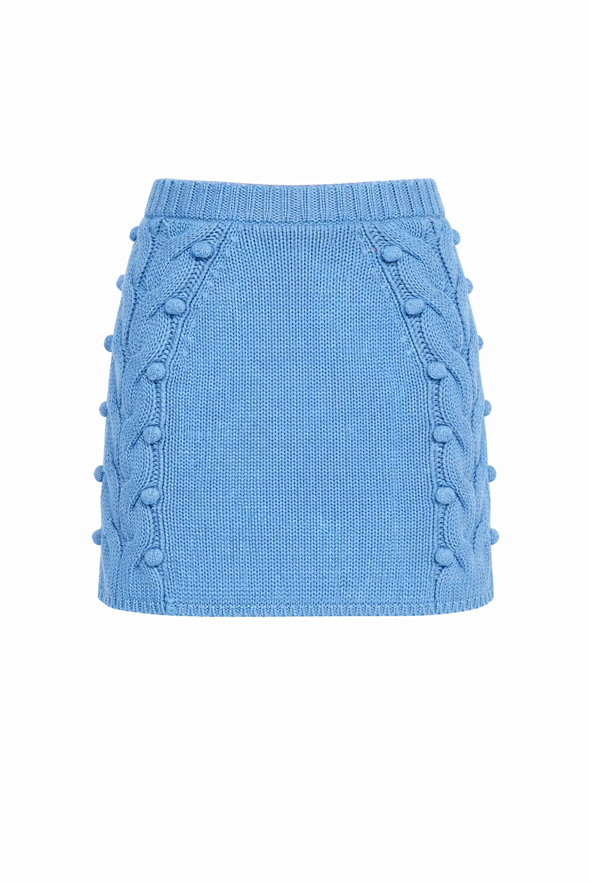 Pom-pom Cable Knit Mini Skirt