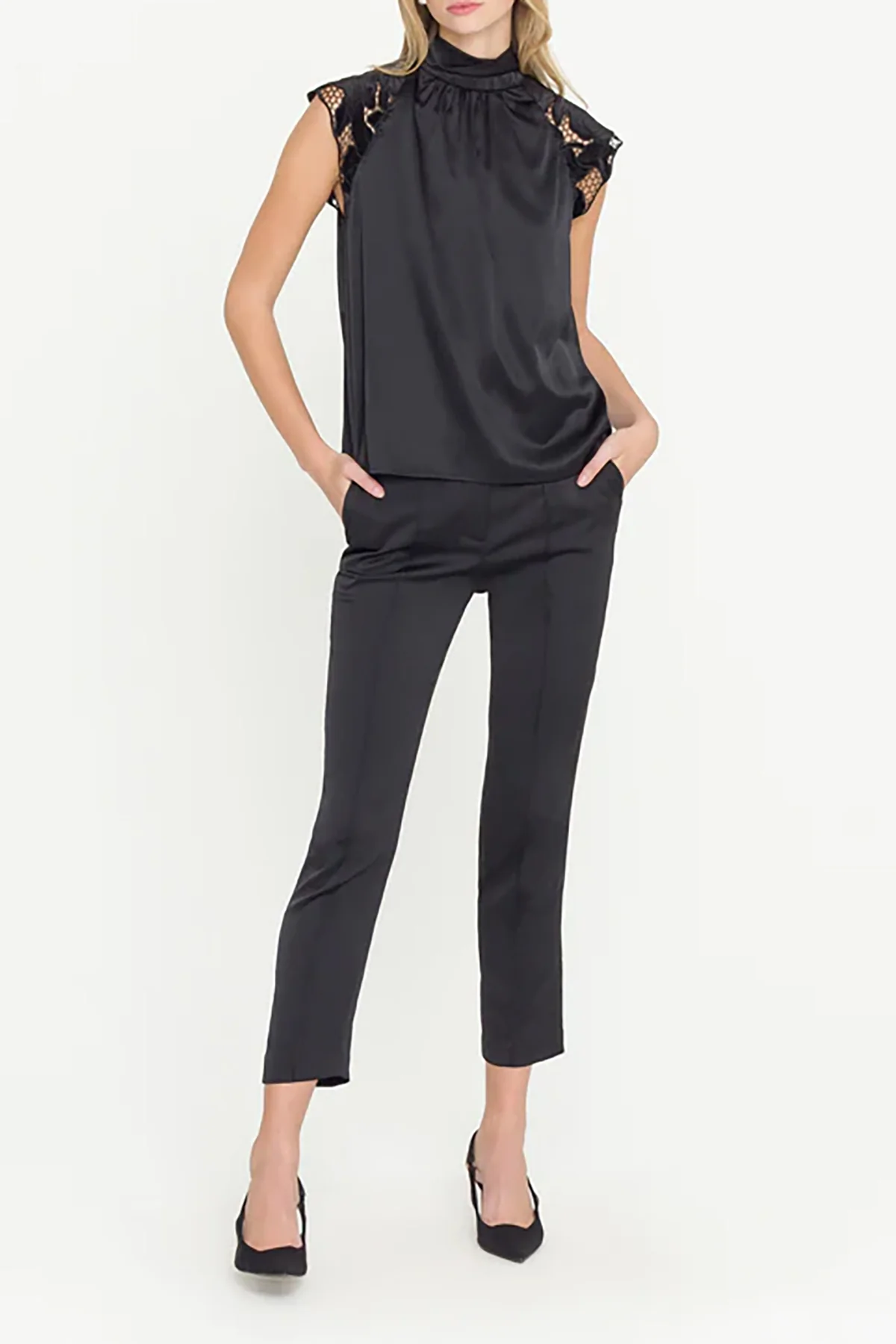 Rachel Velvet Lace Halter Blouse - Image 6
