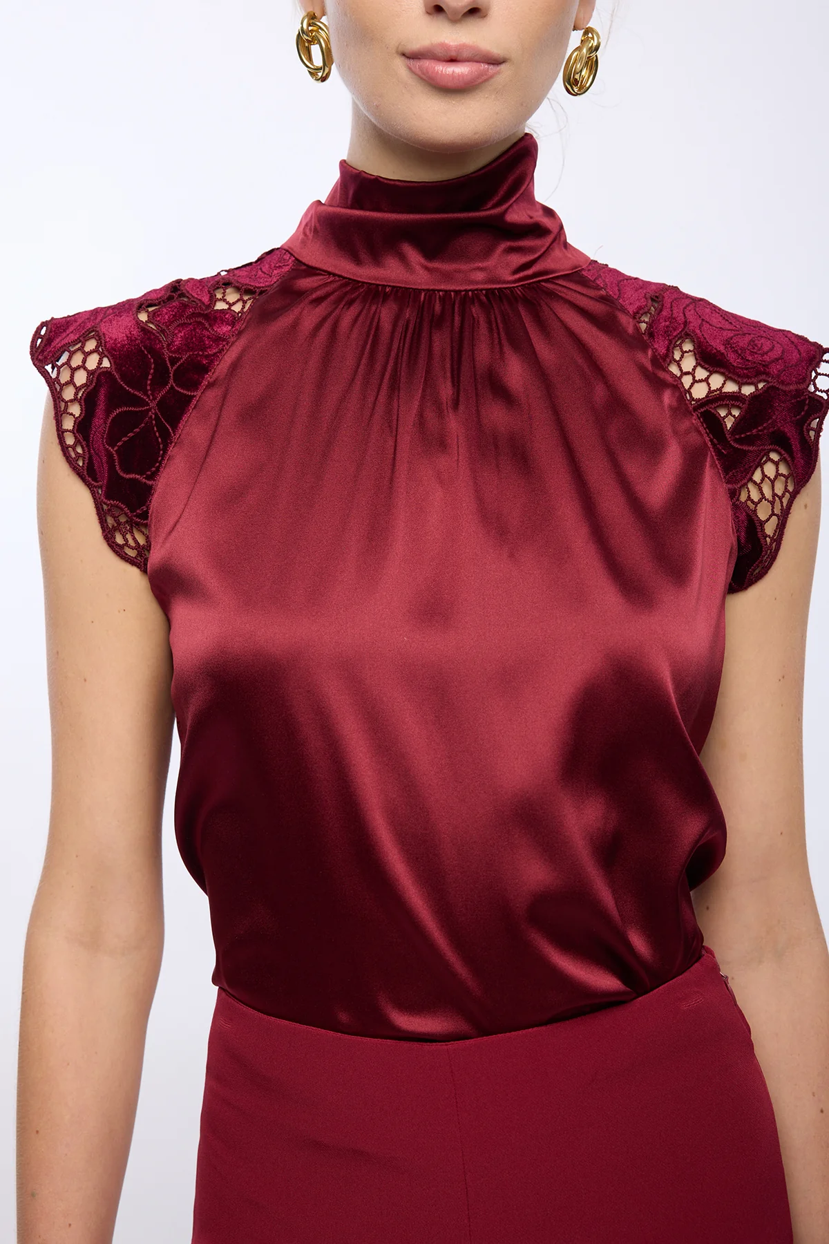 Rachel Velvet Lace Halter Blouse