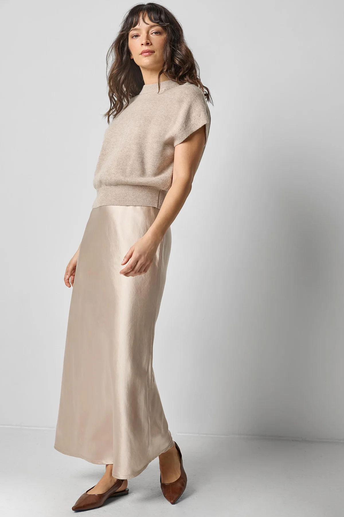 Satin Slit Front Skirt - Image 4