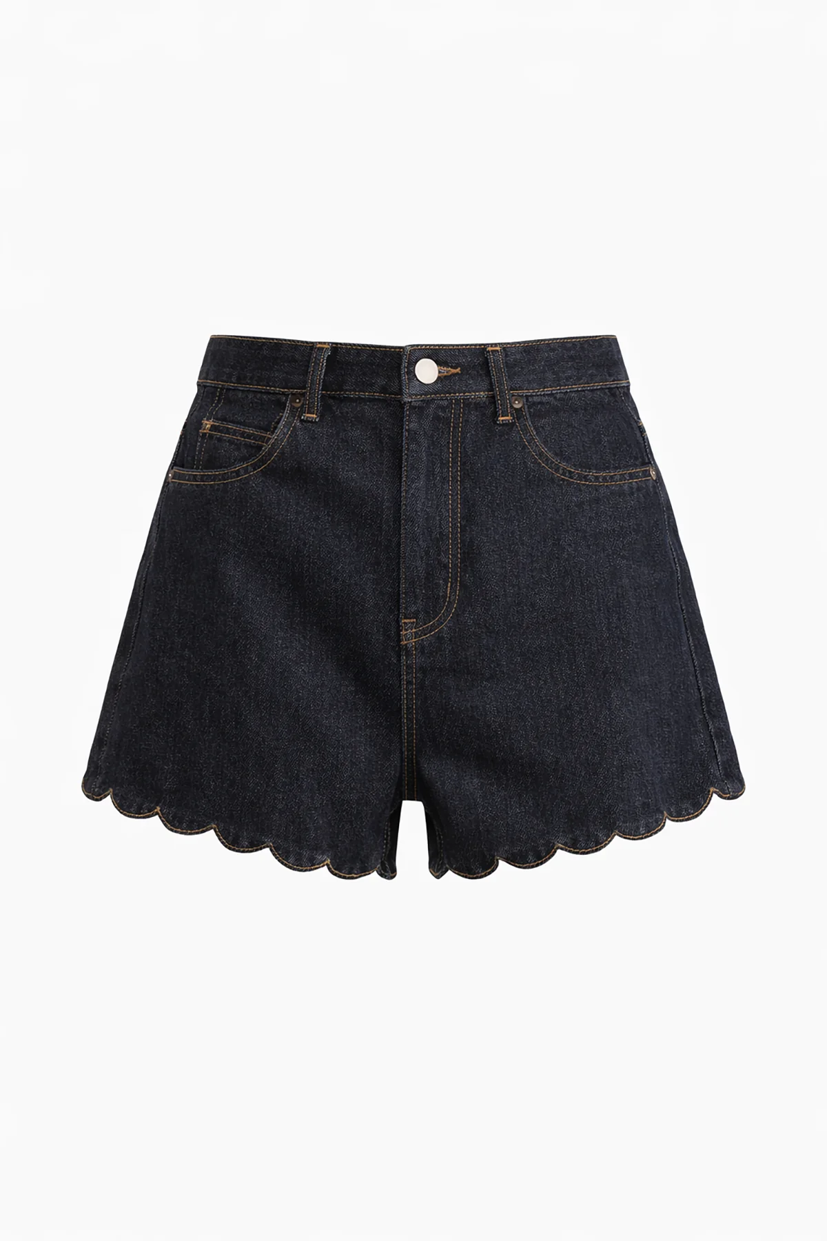 Scalloped Denim Shorts