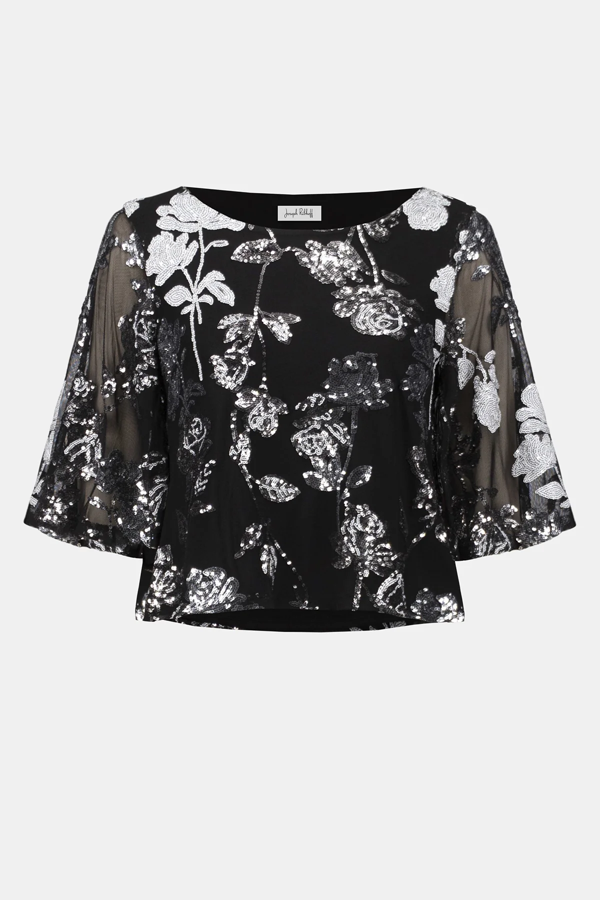 Sequin Embroidered Floral Print Boxy Top - Image 5