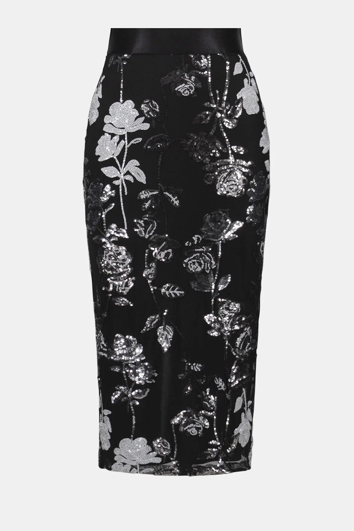 Sequin Embroidered Floral Print Pencil Skirt - Image 5