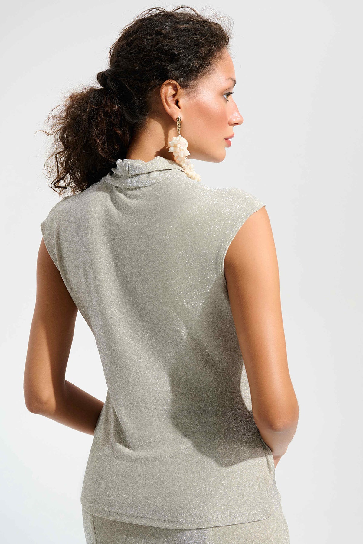 Sparkle Knit Wrap Top With Rhinestones Ornament - Image 2