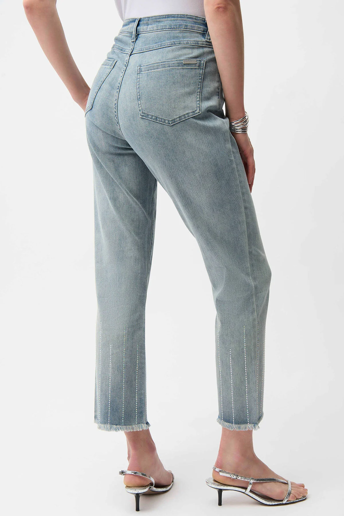 Straight Crop Jeans With Rhinestones - Image 2