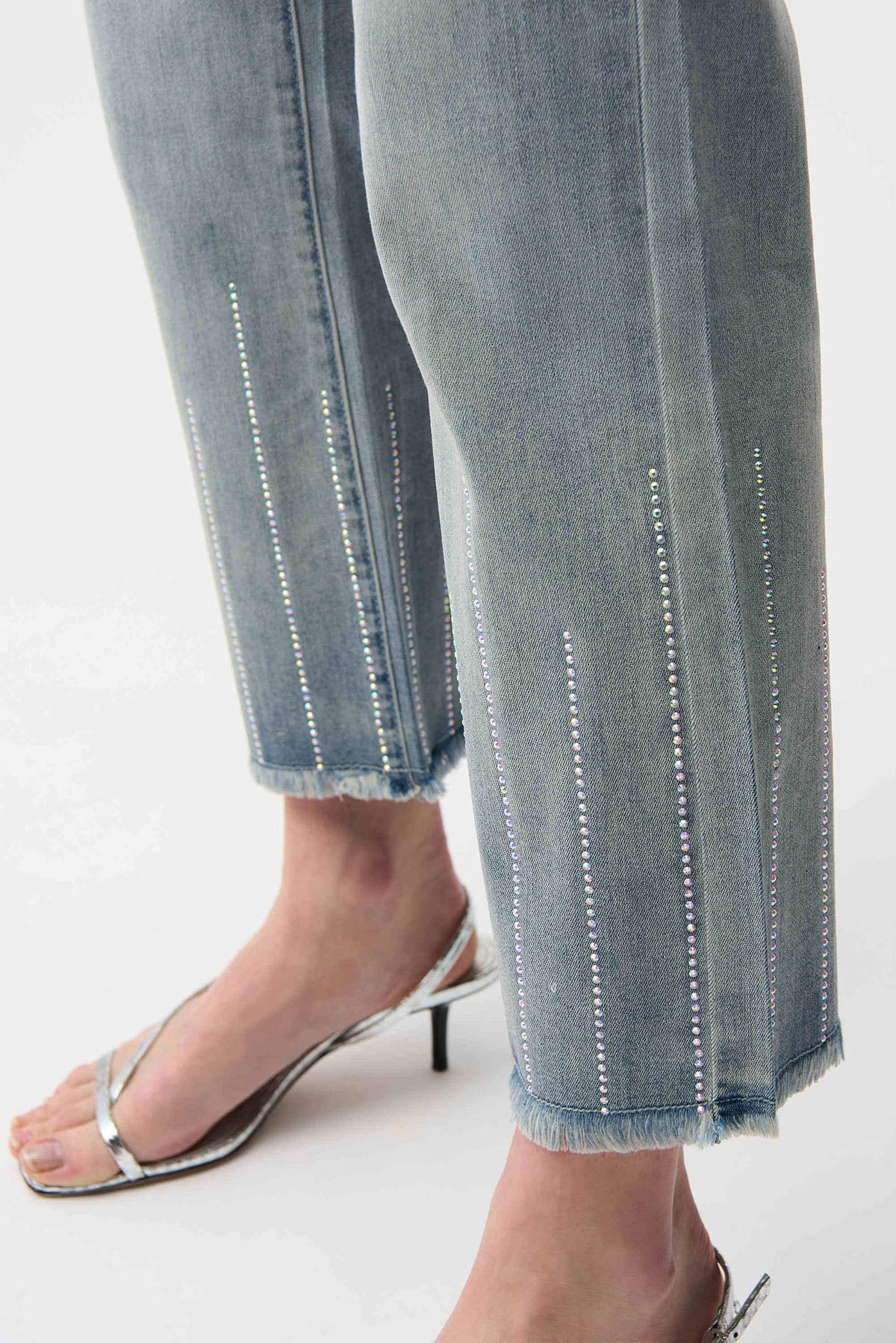 Straight Crop Jeans With Rhinestones - Image 3