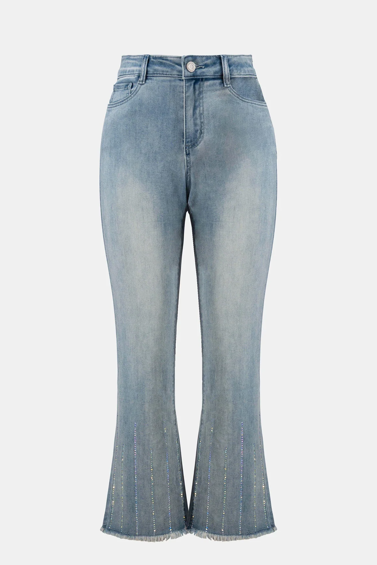 Straight Crop Jeans With Rhinestones - Image 4