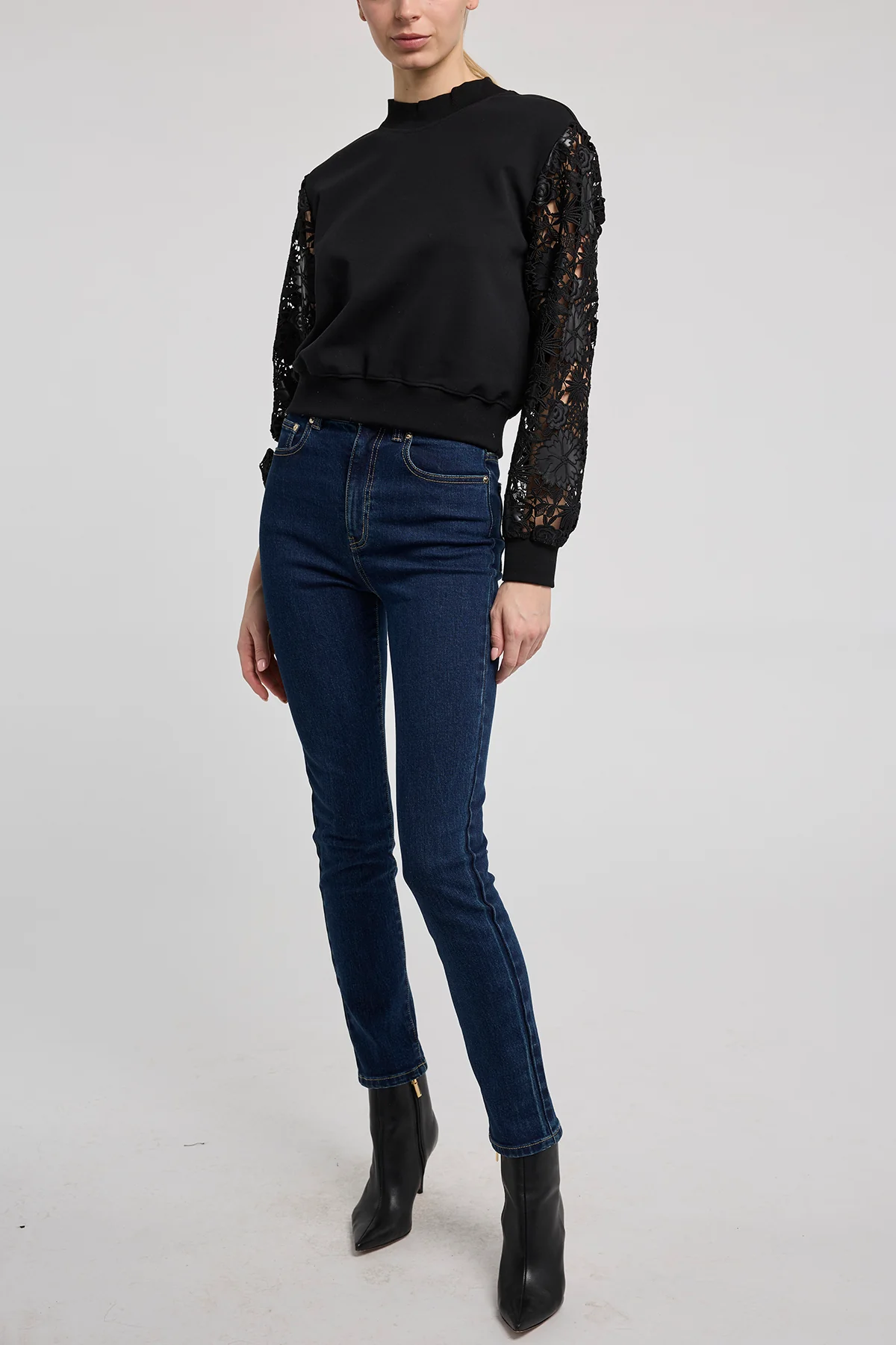 Theron Guipure Combo Sleeve Sweatshirt - Image 3