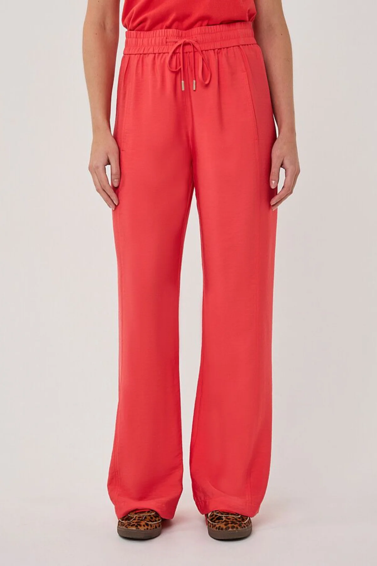 Trousers Wide Leg Elastic Waist Slub - Image 2